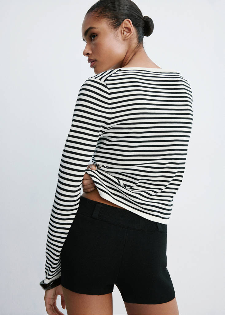 Knit striped sweater — Ecru