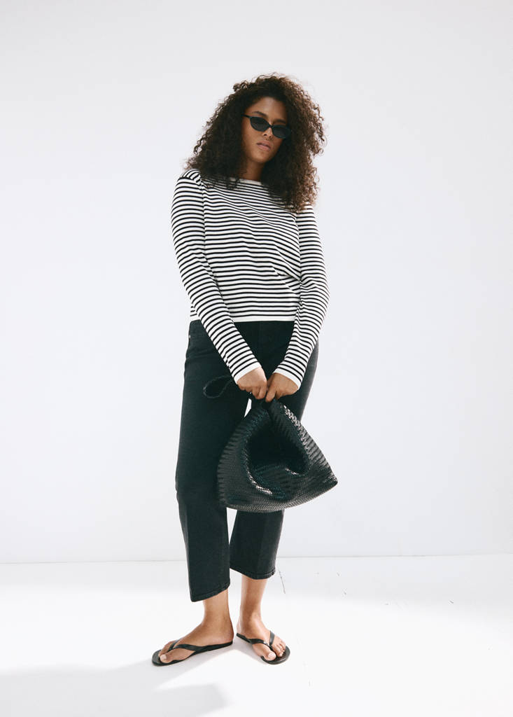 Knit striped sweater — Ecru