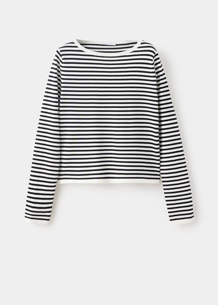 Knit striped sweater — Ecru
