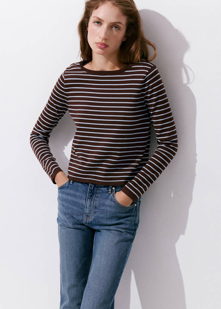 Knit striped sweater — Chocolate