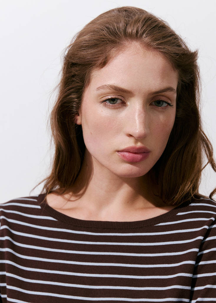 Knit striped sweater — Chocolate