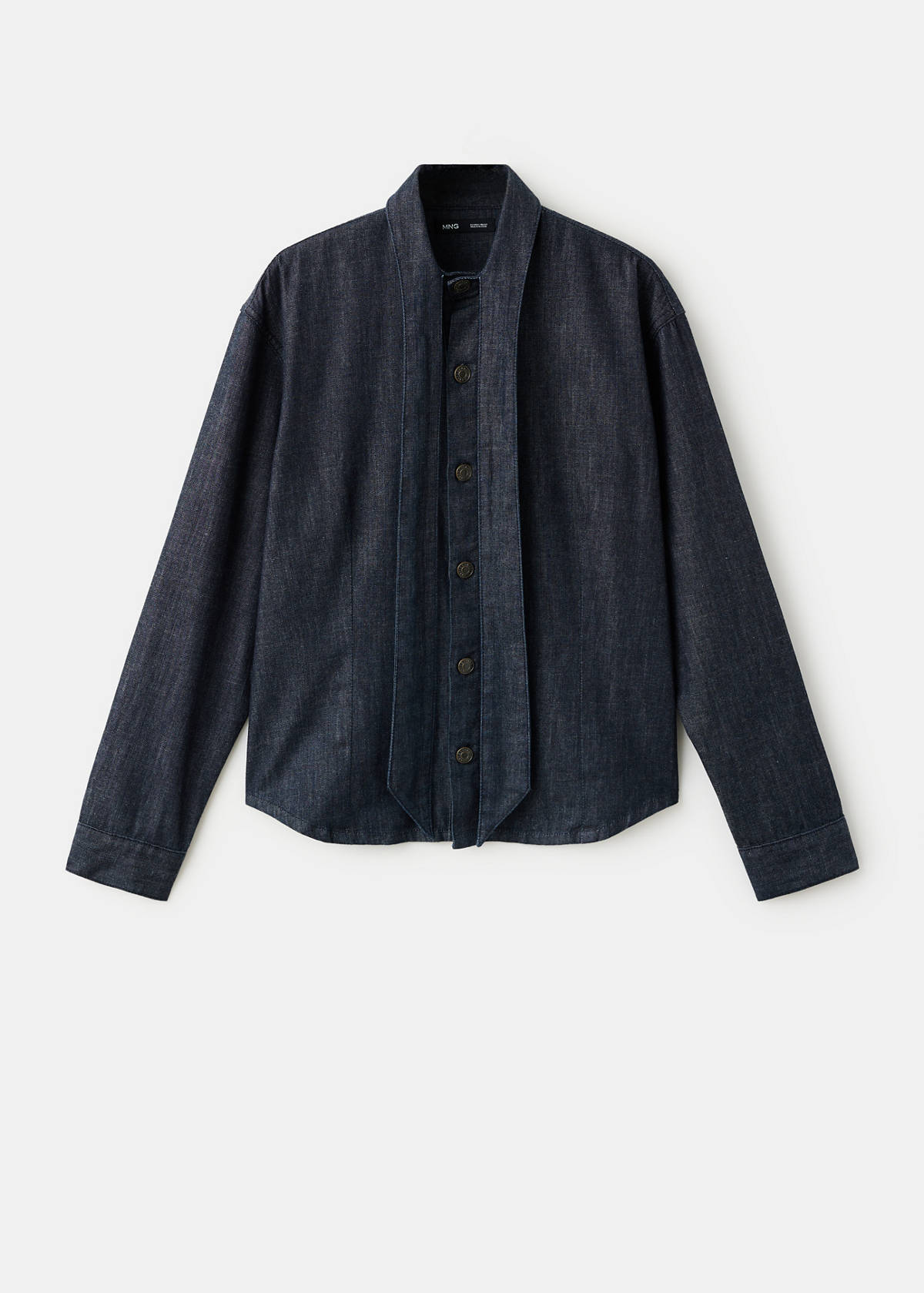 Denim shirt with bow — Open Blue