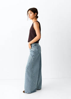 Wide-leg jeans with studded seams — Medium Blue 1