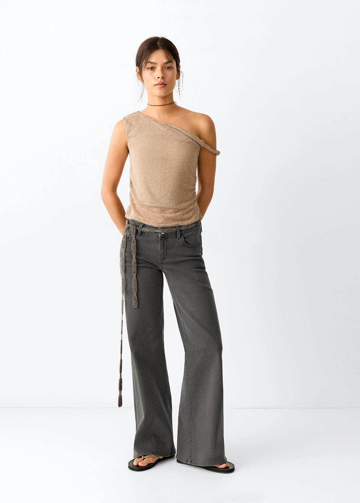 Straight low waist jeans — Charcoal