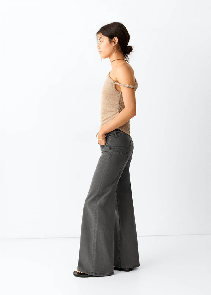 Wide leg jeans with star seam — Charcoal