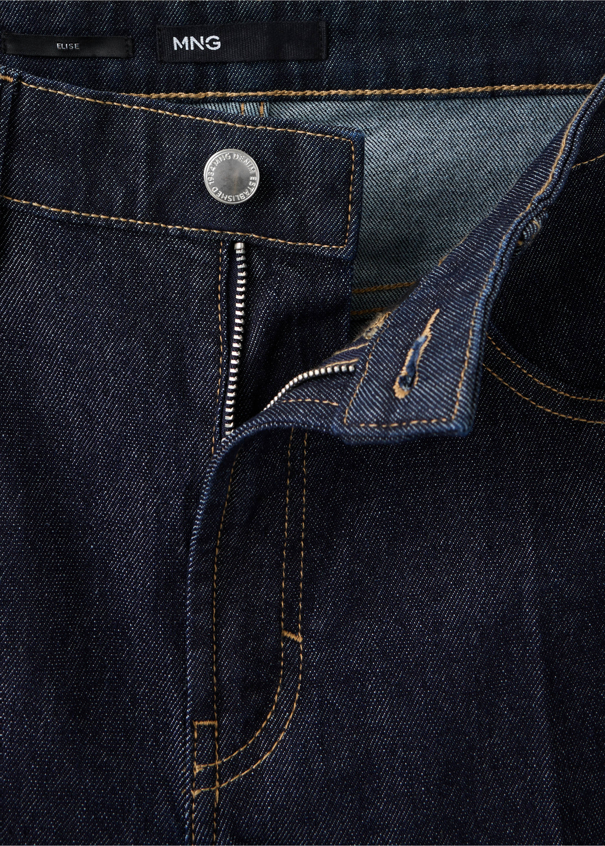 High-waisted wideleg jeans - Details of the article 8, Open Blue. Ref: 37004092-00.