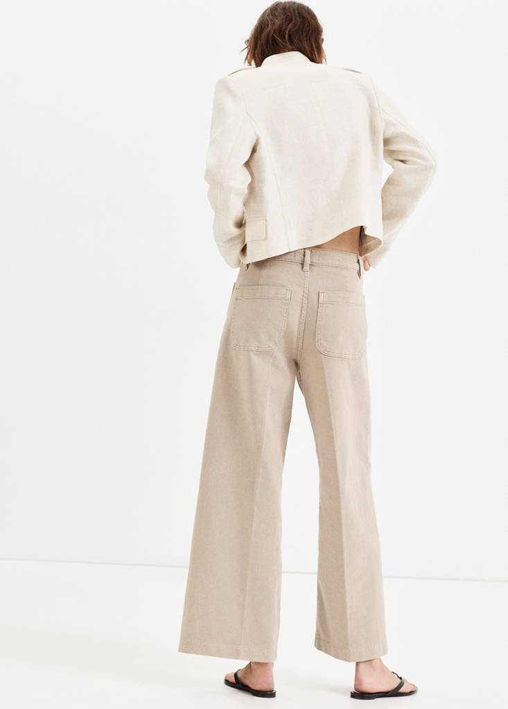 Wide-leg patch pocket jeans — Sand