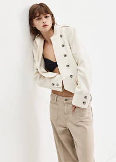 Wide-leg patch pocket jeans — Sand 4