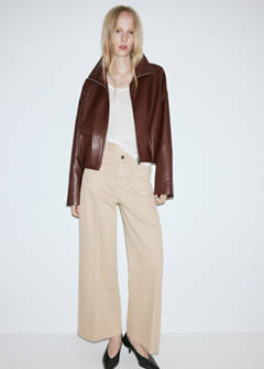 Wide-leg patch pocket jeans — Sand 10
