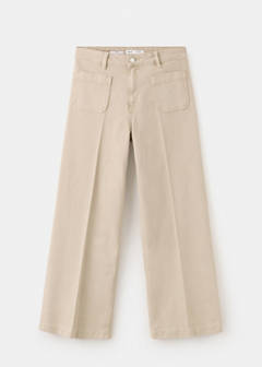Wide-leg patch pocket jeans — Sand 6
