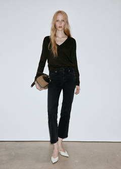 Sienna flared cropped jeans — Black denim 2