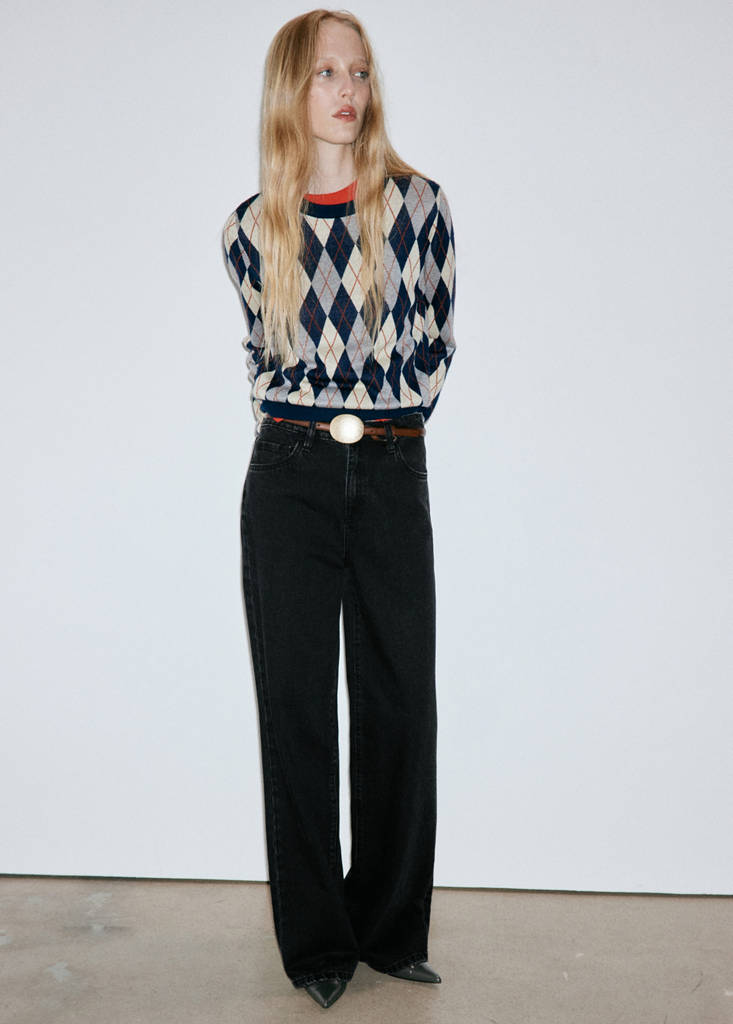 Jeansy Danila wide leg z wysokim stanem black denim - Kobieta - 32 - MANGO