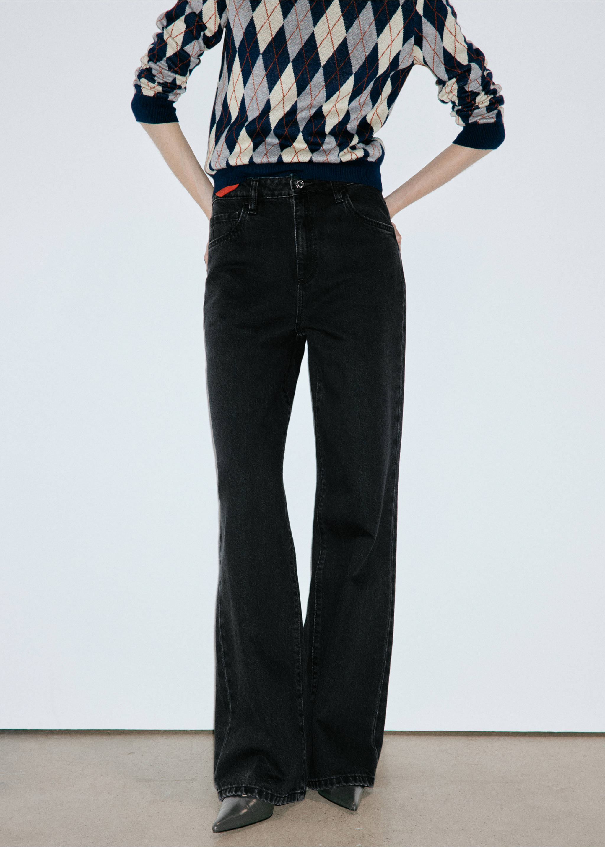 Danila high-waisted wide leg jeans - Medium plane, Black denim. Ref: 37004097-00.