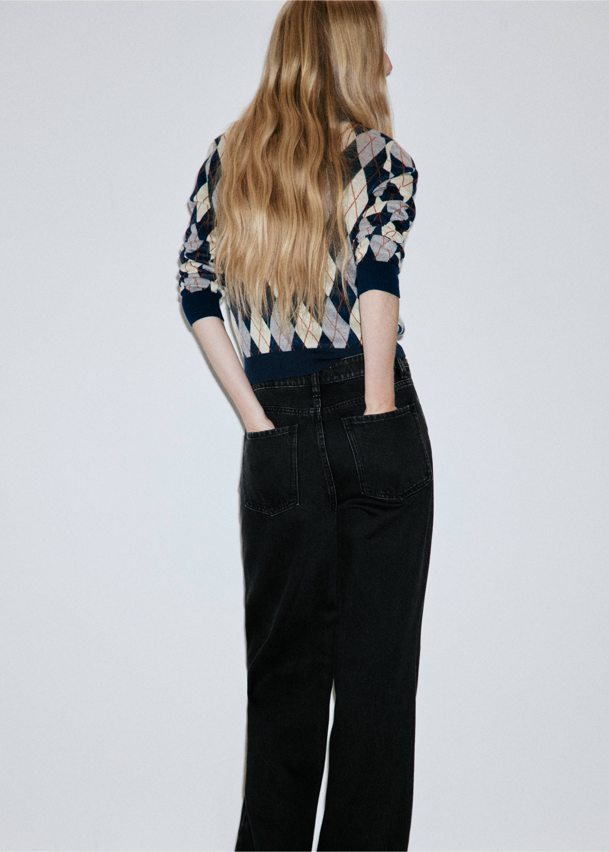 Danila high-waisted wide leg jeans - Reverse of the article, Black denim. Ref: 37004097-00.