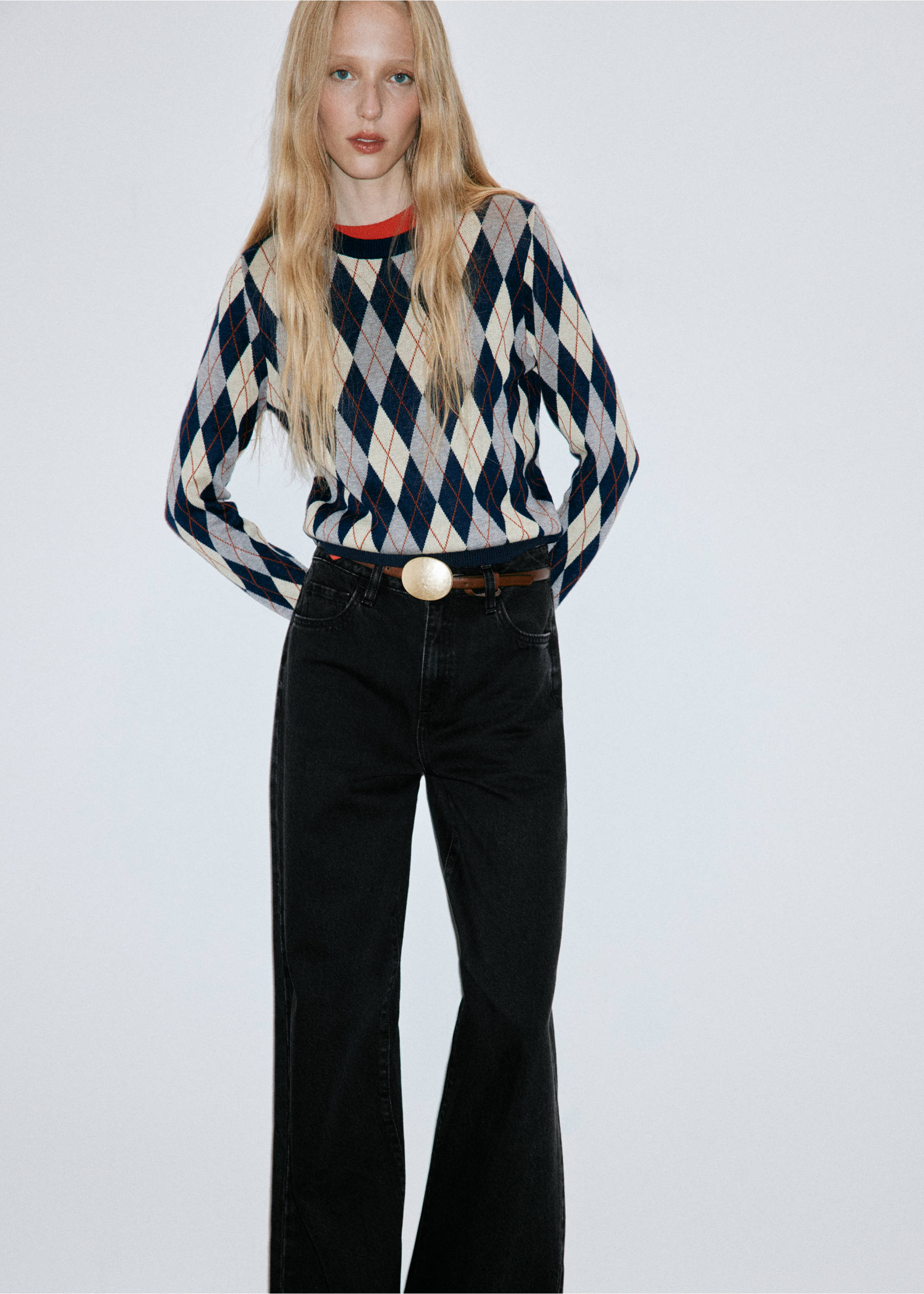 Danila high-waisted wide leg jeans - Details of the article 1, Black denim. Ref: 37004097-00.