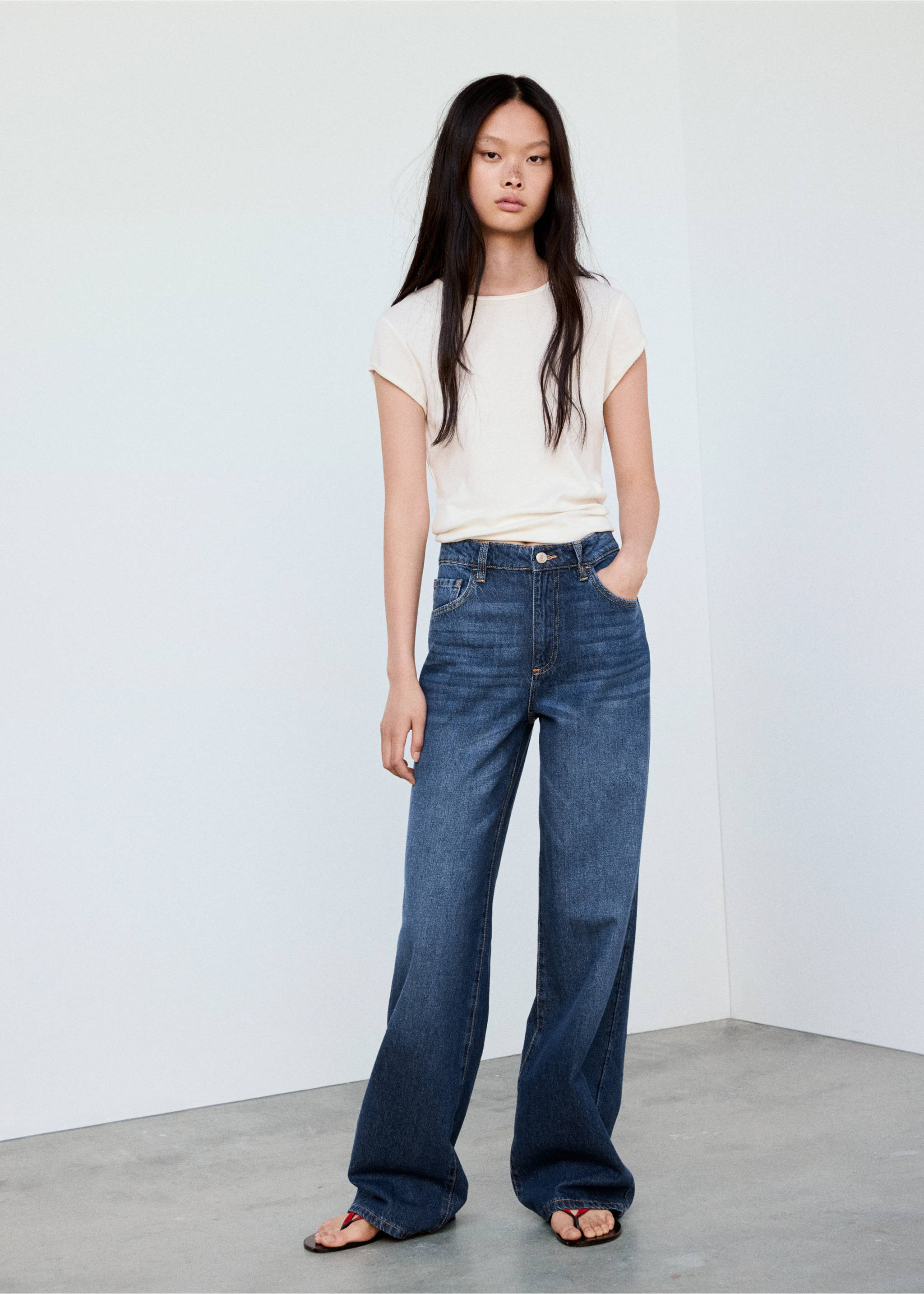 Danila high-waisted wide leg jeans - General plane, Dark Blue. Ref: 37004099-00.