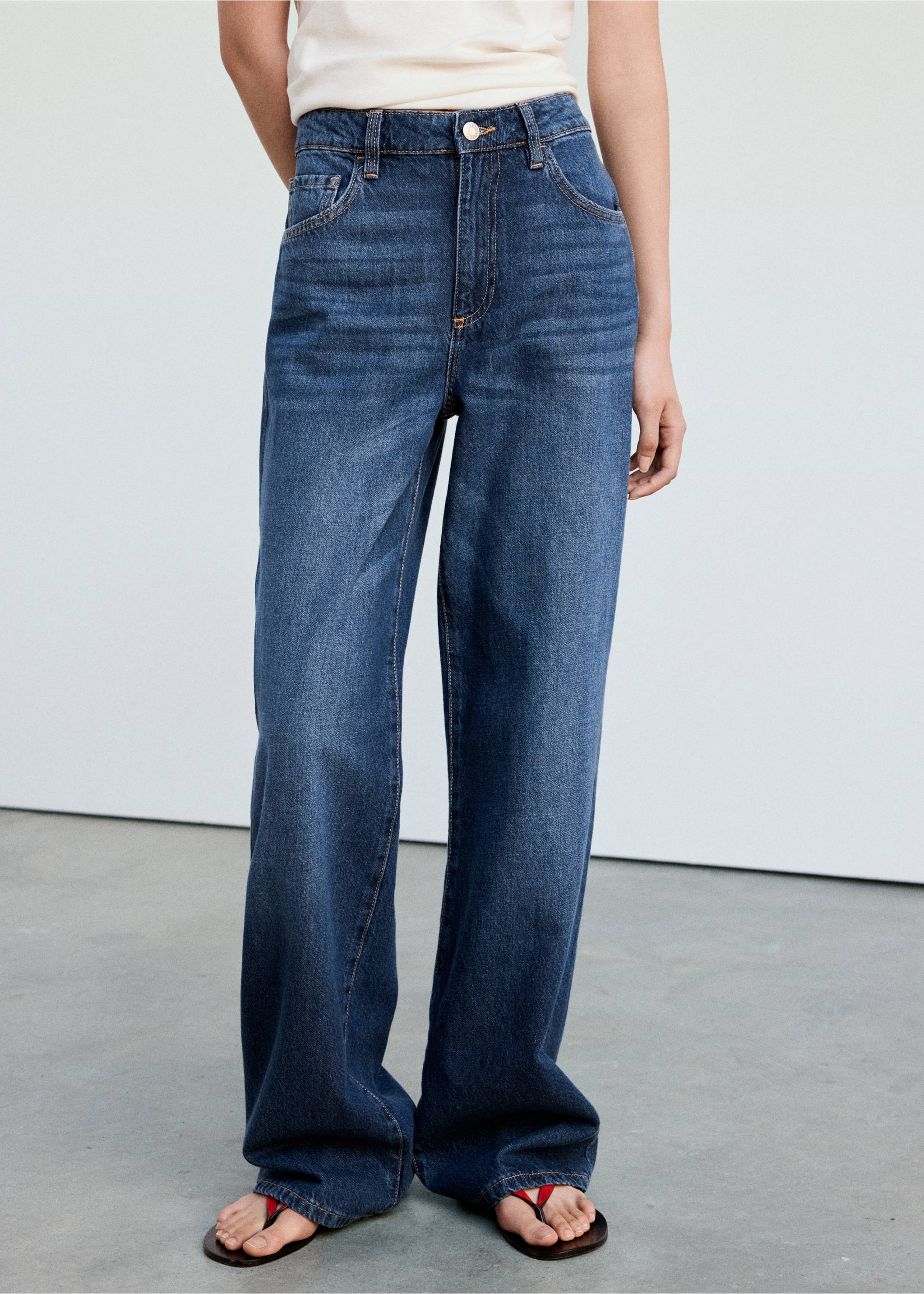 Danila high-waisted wide leg jeans - Medium plane, Dark Blue. Ref: 37004099-00.
