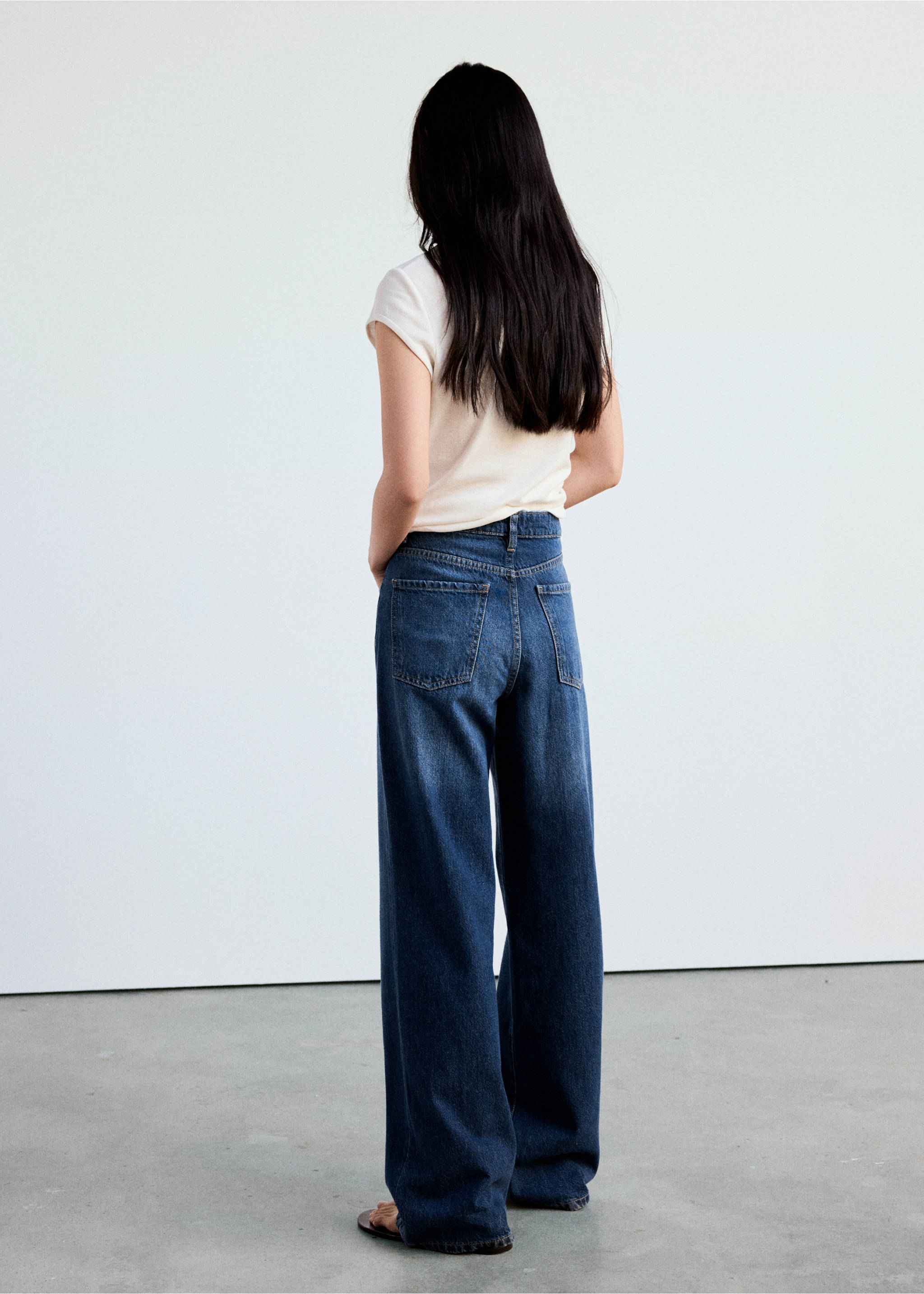 Danila high-waisted wide leg jeans - Reverse of the article, Dark Blue. Ref: 37004099-00.