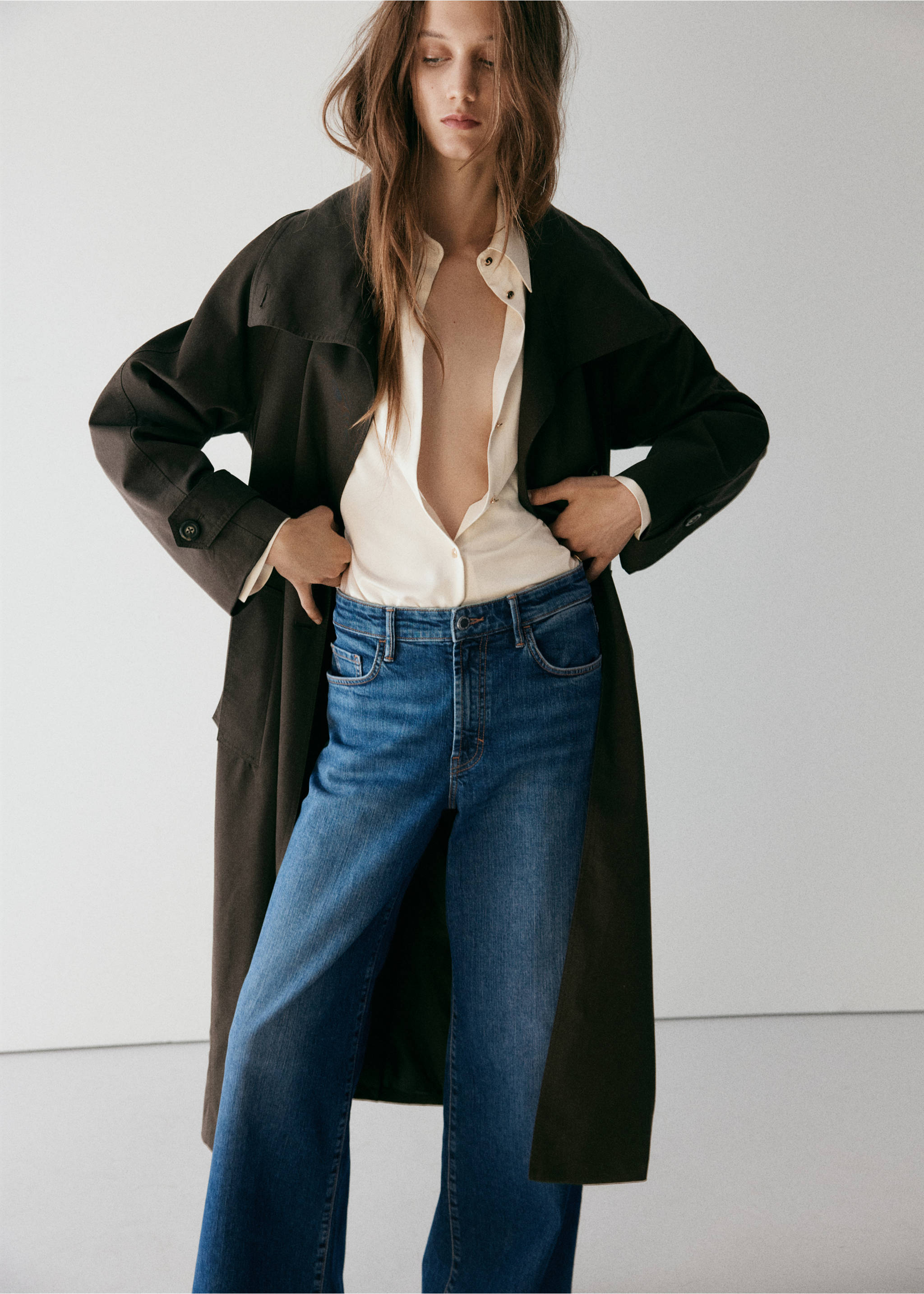 Jeans wide leg vita alta - Dettaglio dell'articolo 1, Blu scuro. Ref: 37004100-01.