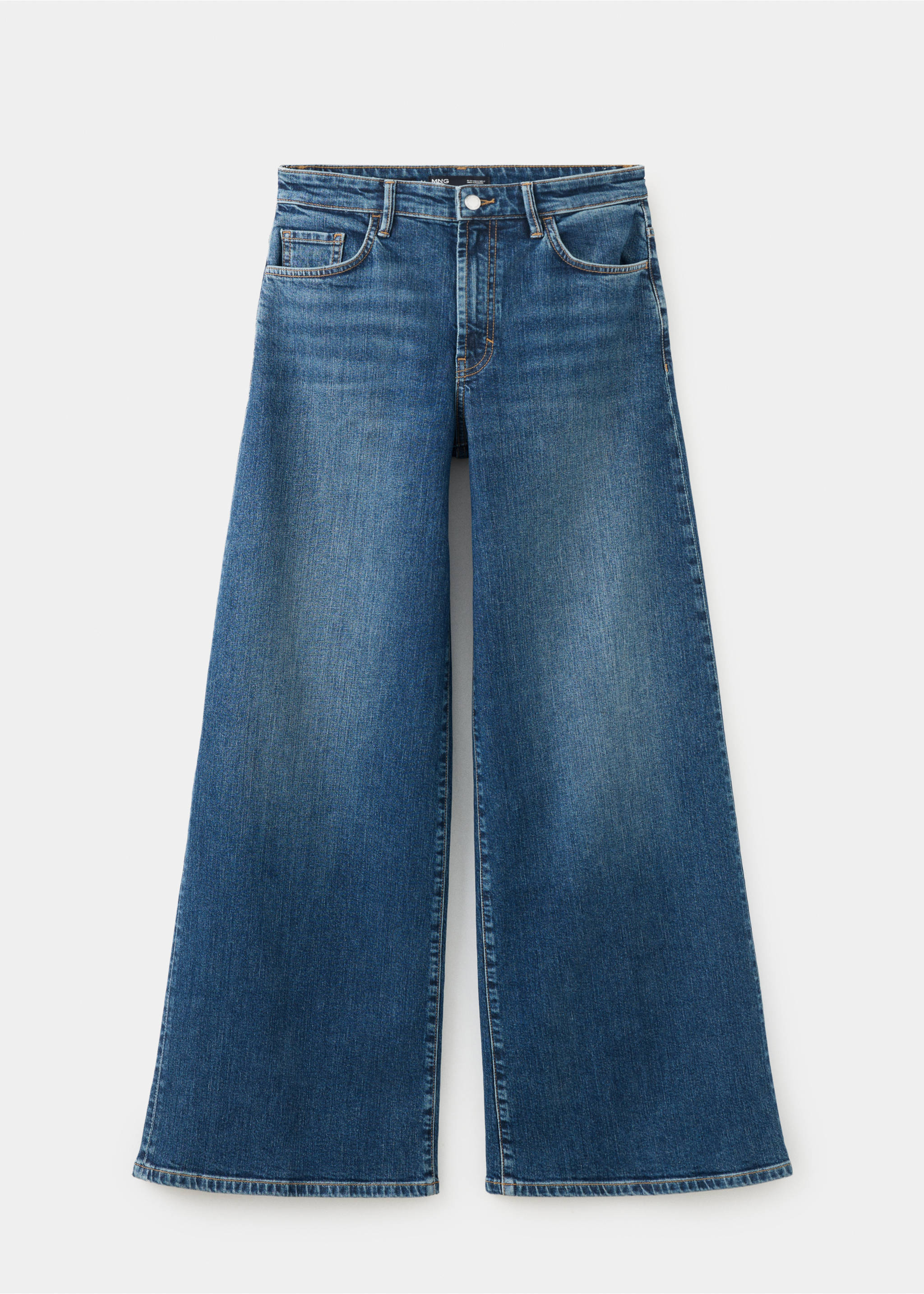 High-waisted wideleg jeans - Article without model, Dark Blue. Ref: 37004100-00.