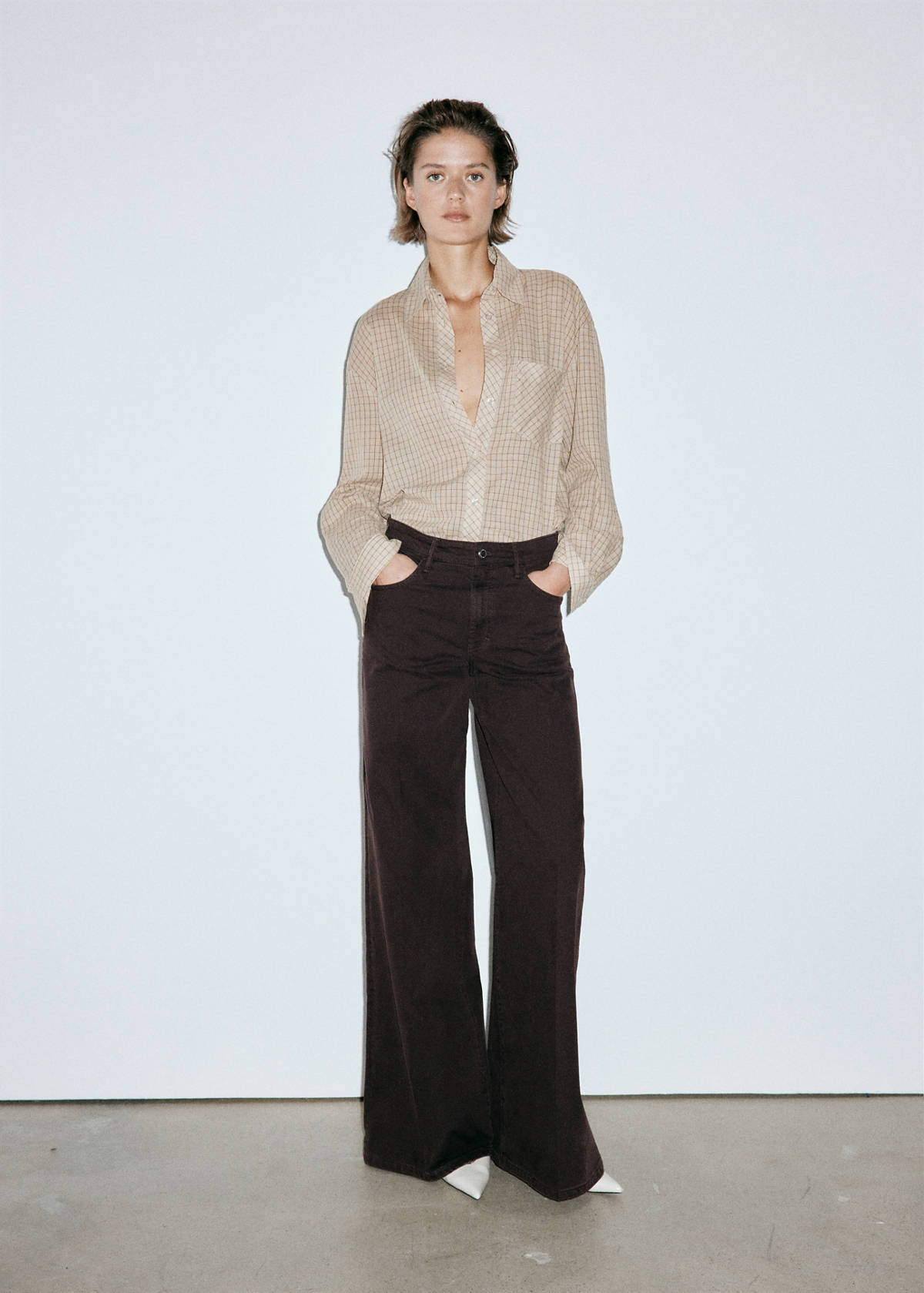 High-waisted wideleg jeans — Chocolate