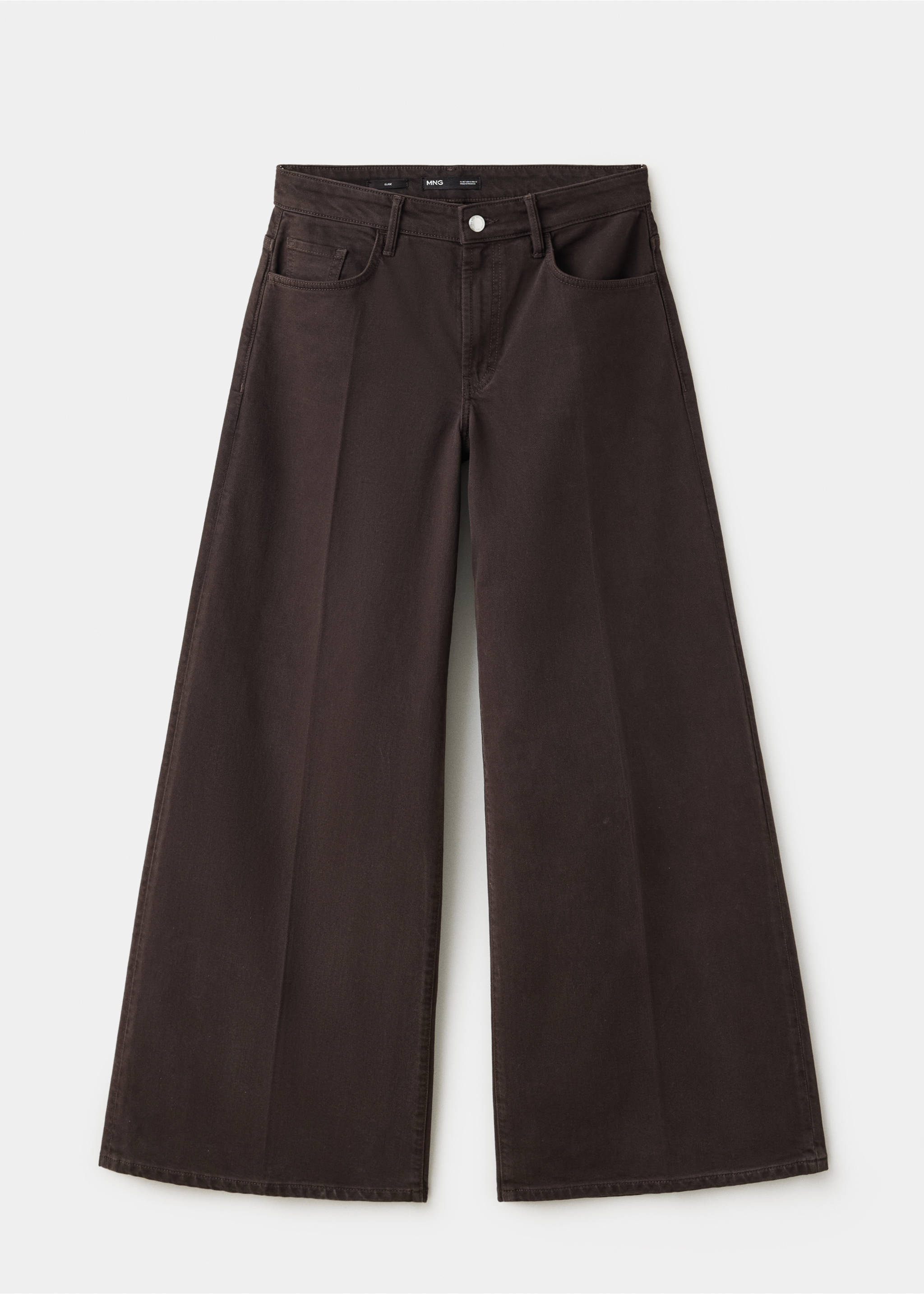 High-waisted wideleg jeans - Article without model, Chocolate. Ref: 37004101-00.