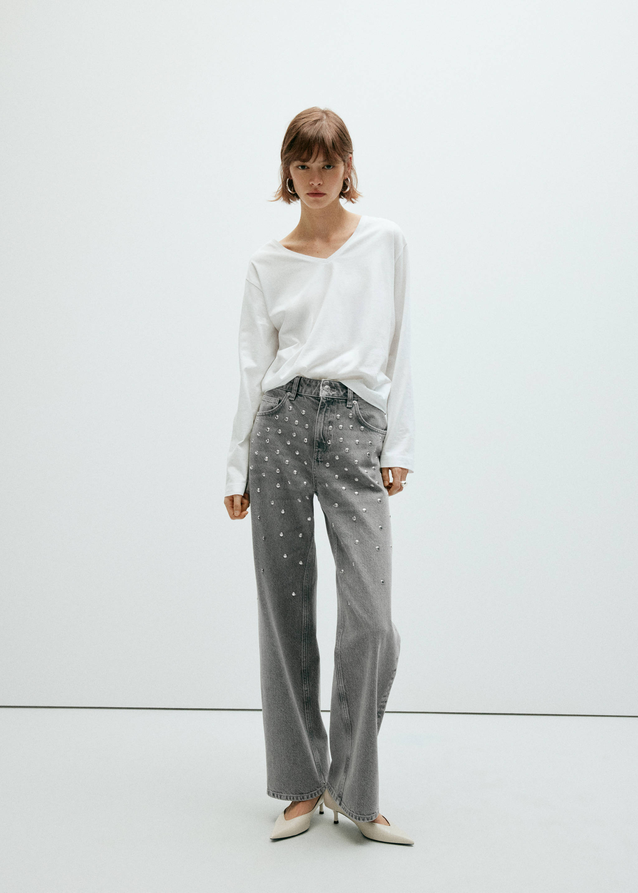 Jean regular waist à clous - Plan général