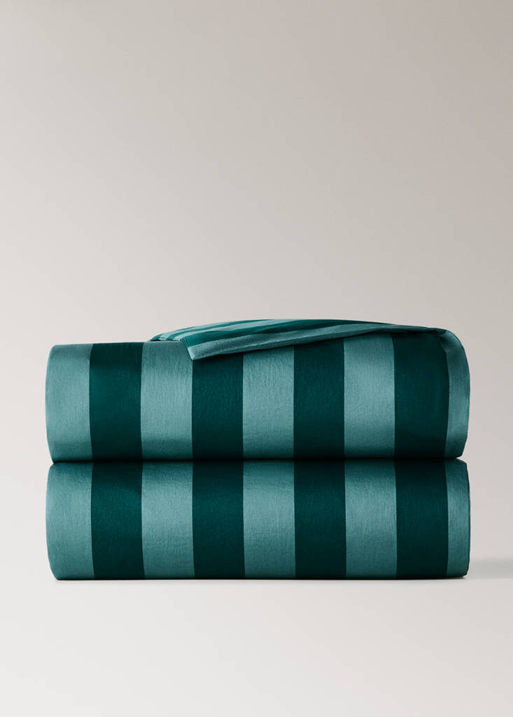 Watercolour Broad Stripes Duvet Cover for 150/160 cm Bed — Petrol Blue