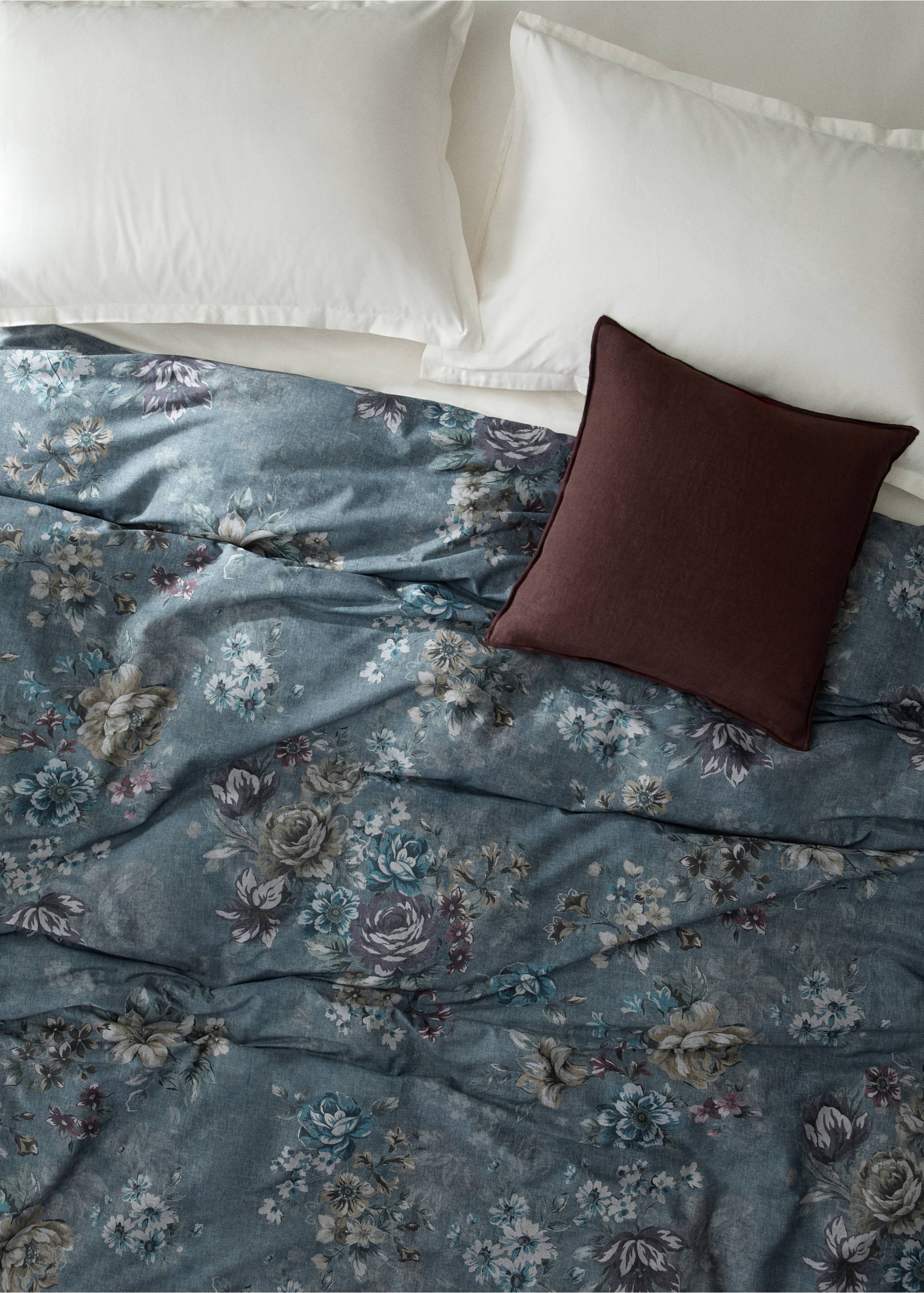 Bettbezug aus 100 % Baumwolle mit Blumenmuster für 150/160-cm-Bett - Detail des Artikels 7, Waldgrün. Ref: 37004113-00.