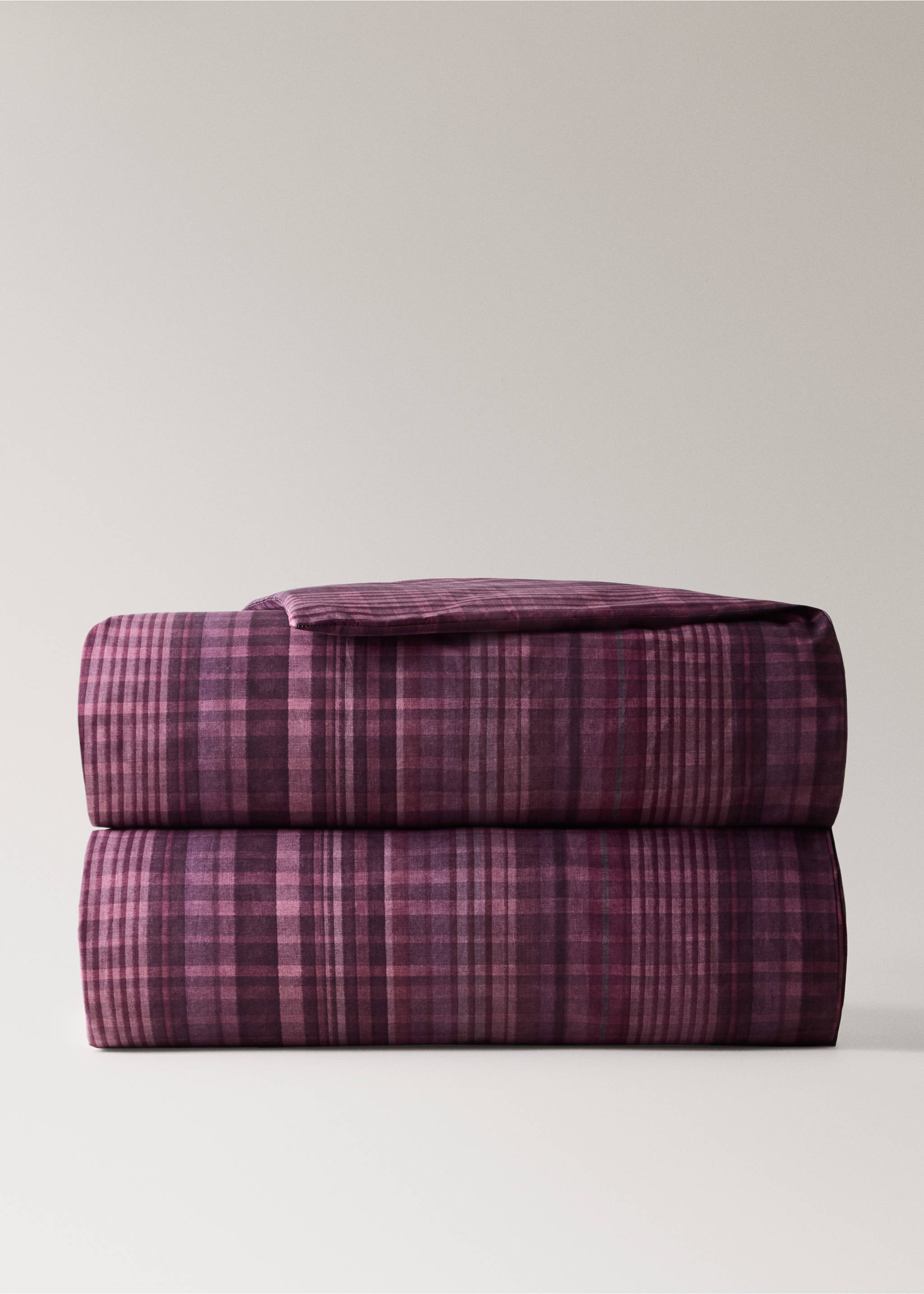 100% cotton percale checked duvet cover for 135/140 cm bed - Article without model, Wine. Ref: 37004124-00.
