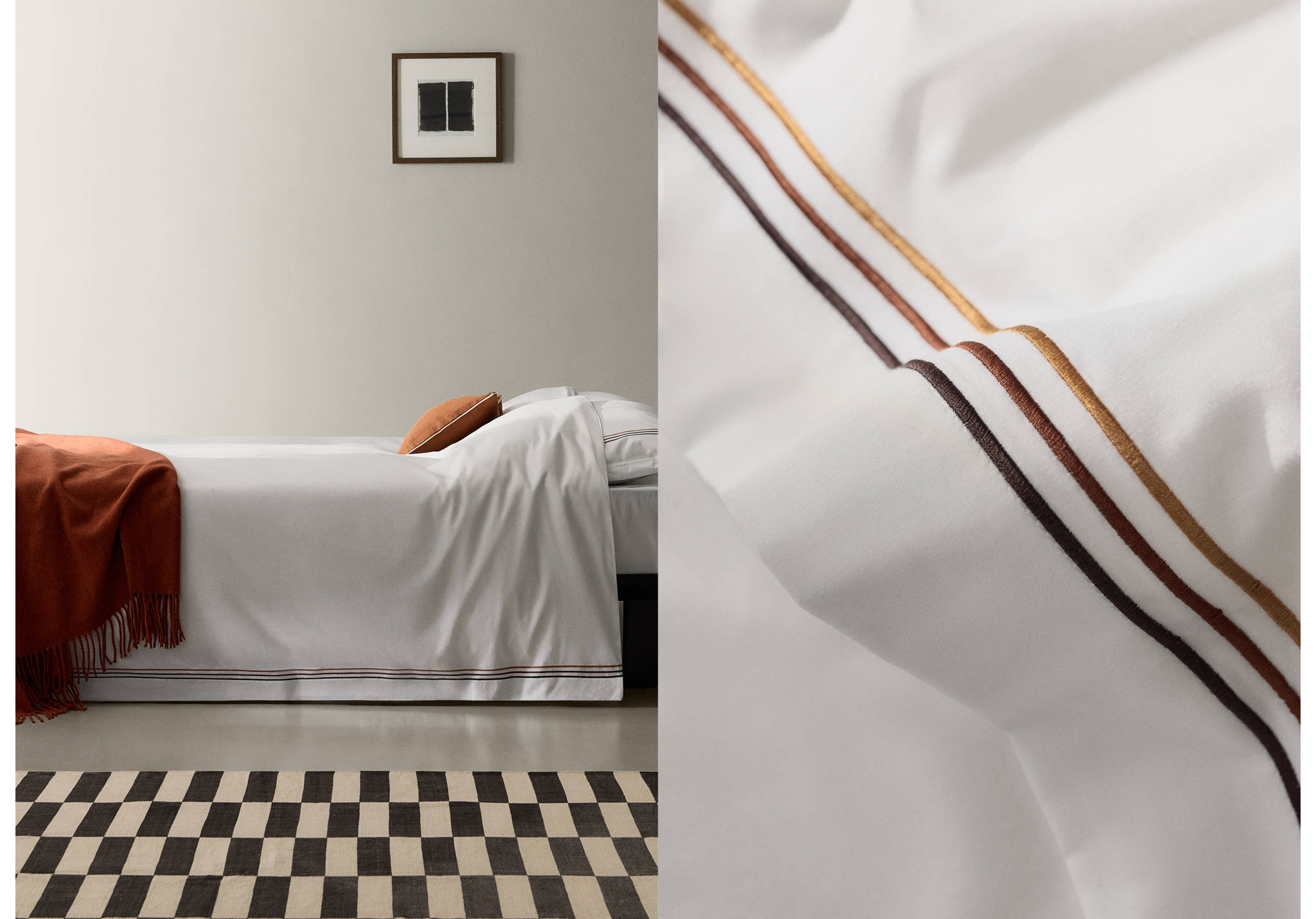 Embroidered 100% cotton duvet cover for 180/200 cm bed - Panoramic plane
