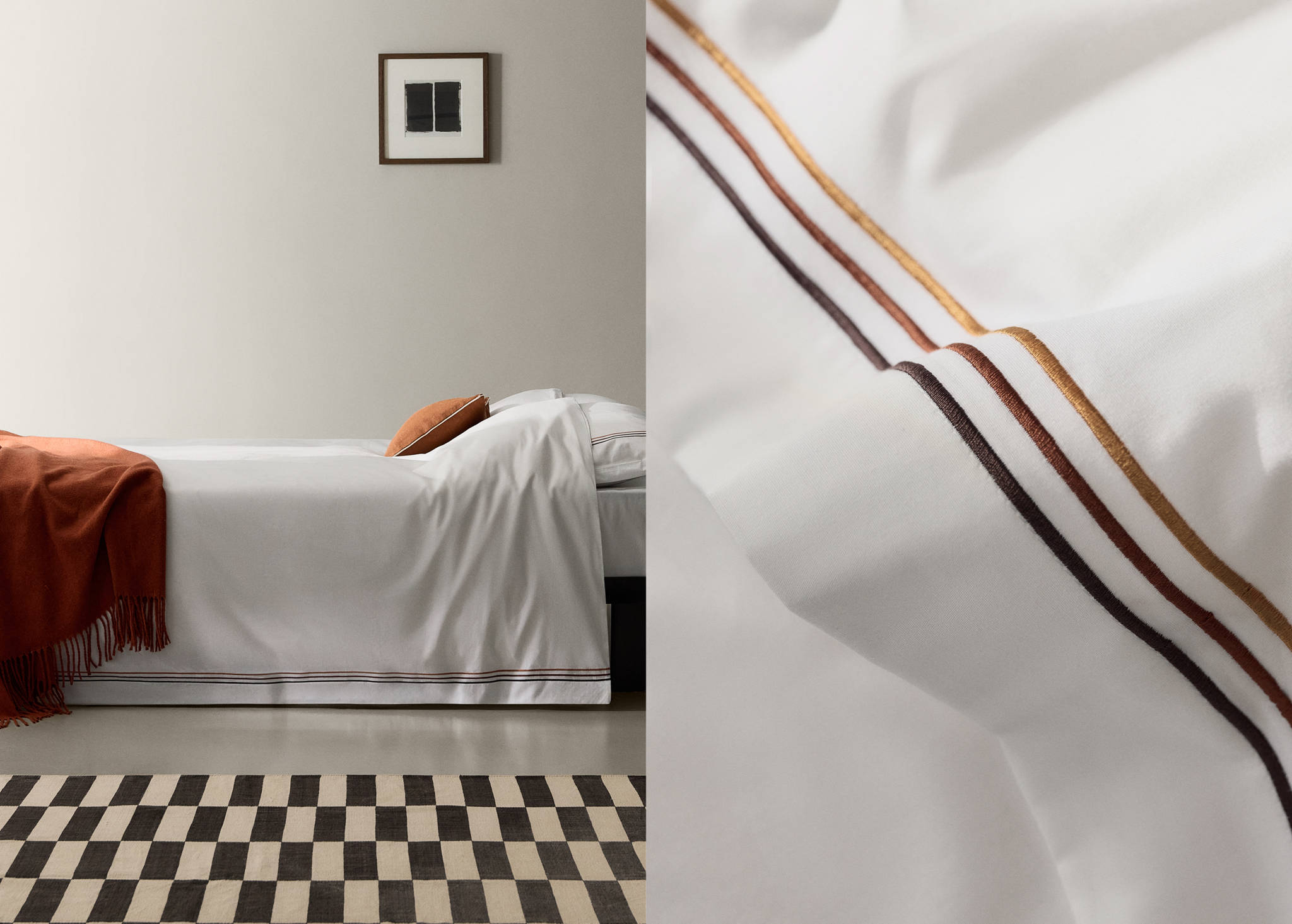 Embroidered 100% cotton duvet cover for 180/200 cm bed - Panoramic plane