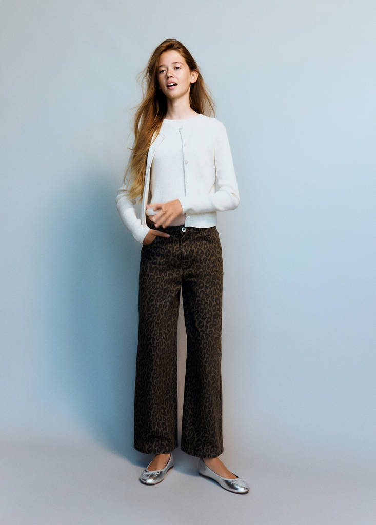 Wide leg animal print jeans — Brown