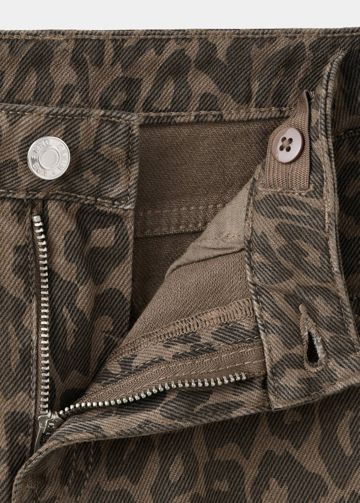 Wide leg animal print jeans — Brown