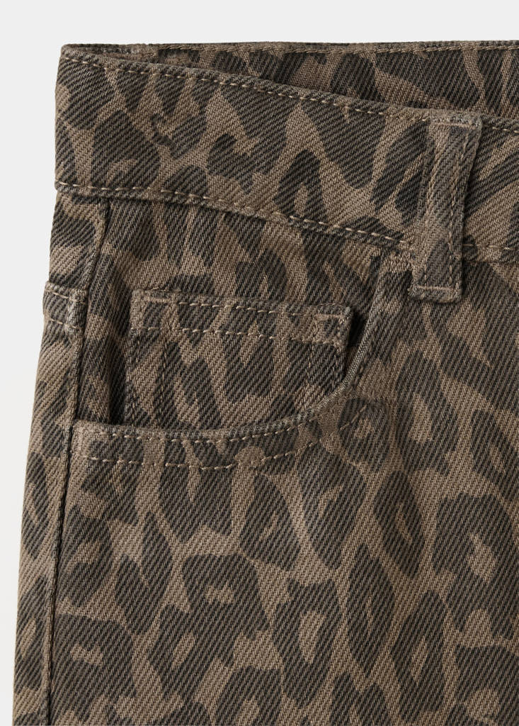 Wide leg animal print jeans — Brown