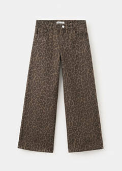 Wide leg animal print jeans — Brown 3