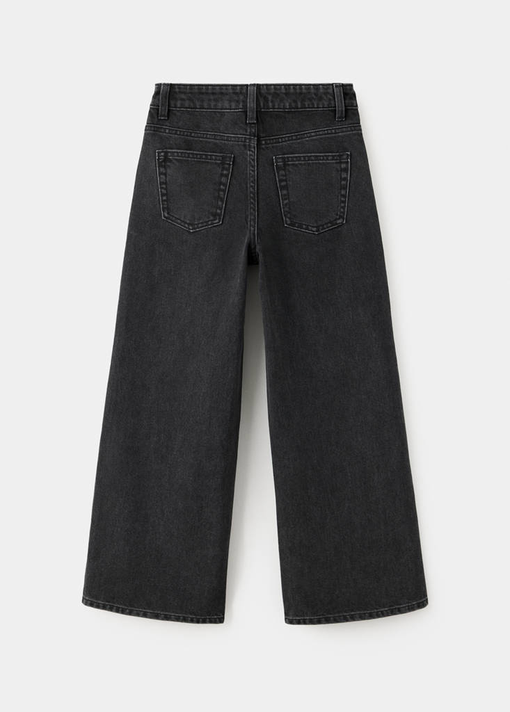 Wide leg jeans with glitter — Black denim
