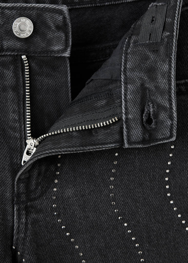 Wide leg jeans with glitter — Black denim