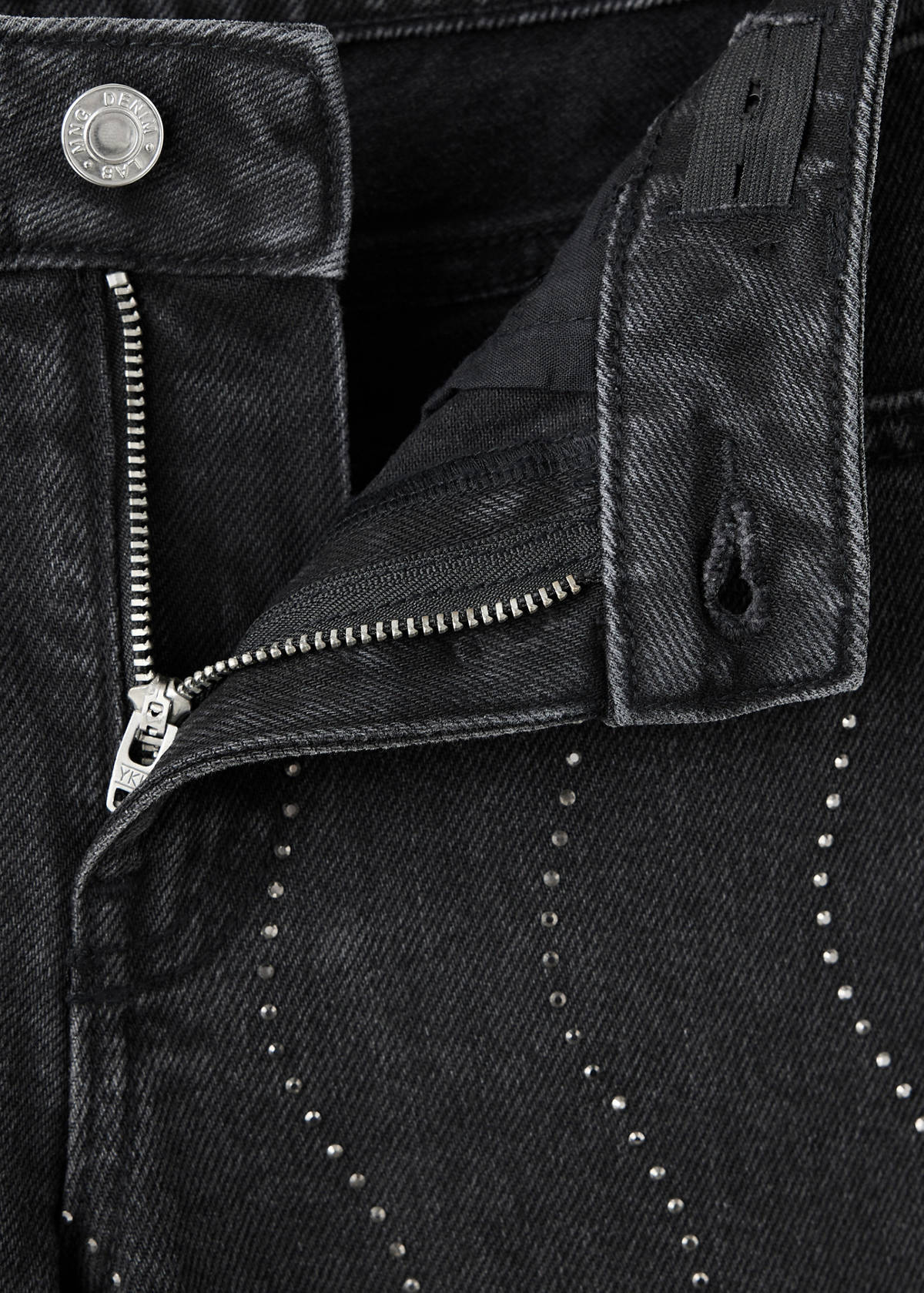 Wide leg jeans with glitter — Black denim