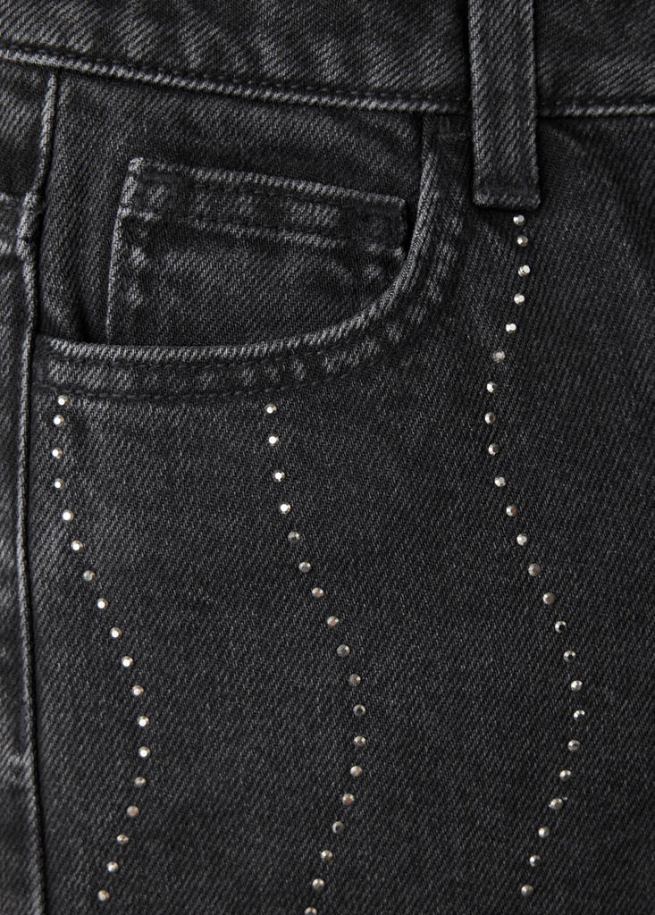 Wide leg jeans with glitter — Black denim