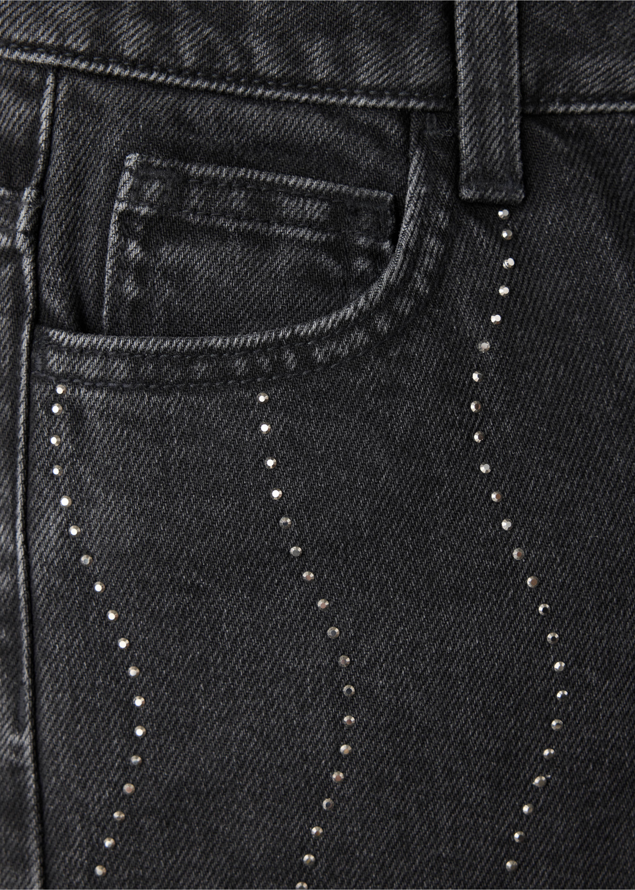 Sequined wide-leg jeans - تفاصيل المنتج 0, دنيم أسود. Ref: 37004420-00.