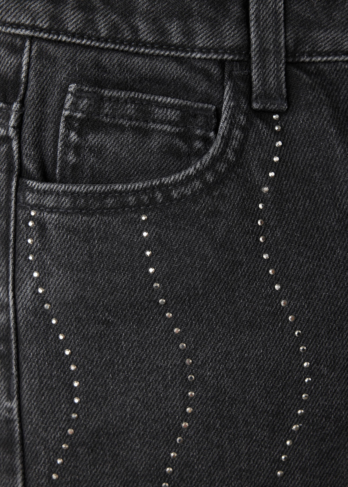 Wide leg jeans with glitter — Black denim