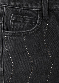 Wide leg jeans with glitter — Black denim 6