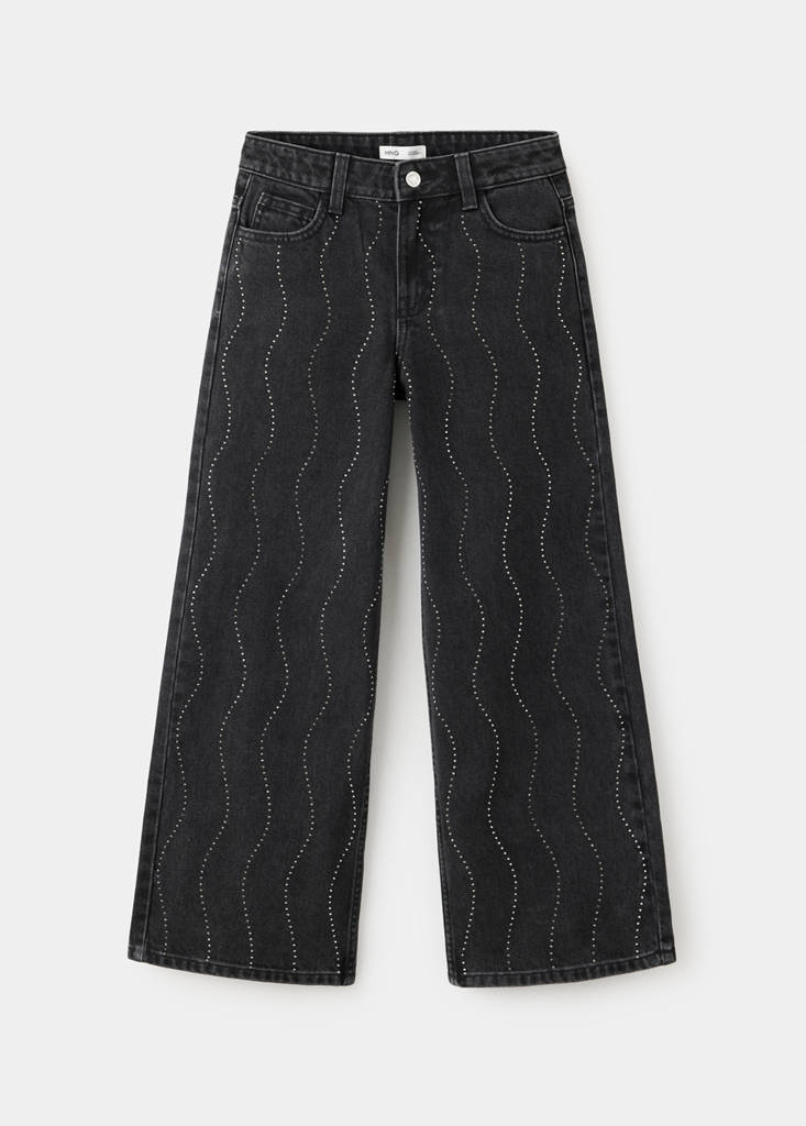 Mango Kids' Jeans Wideo In Black