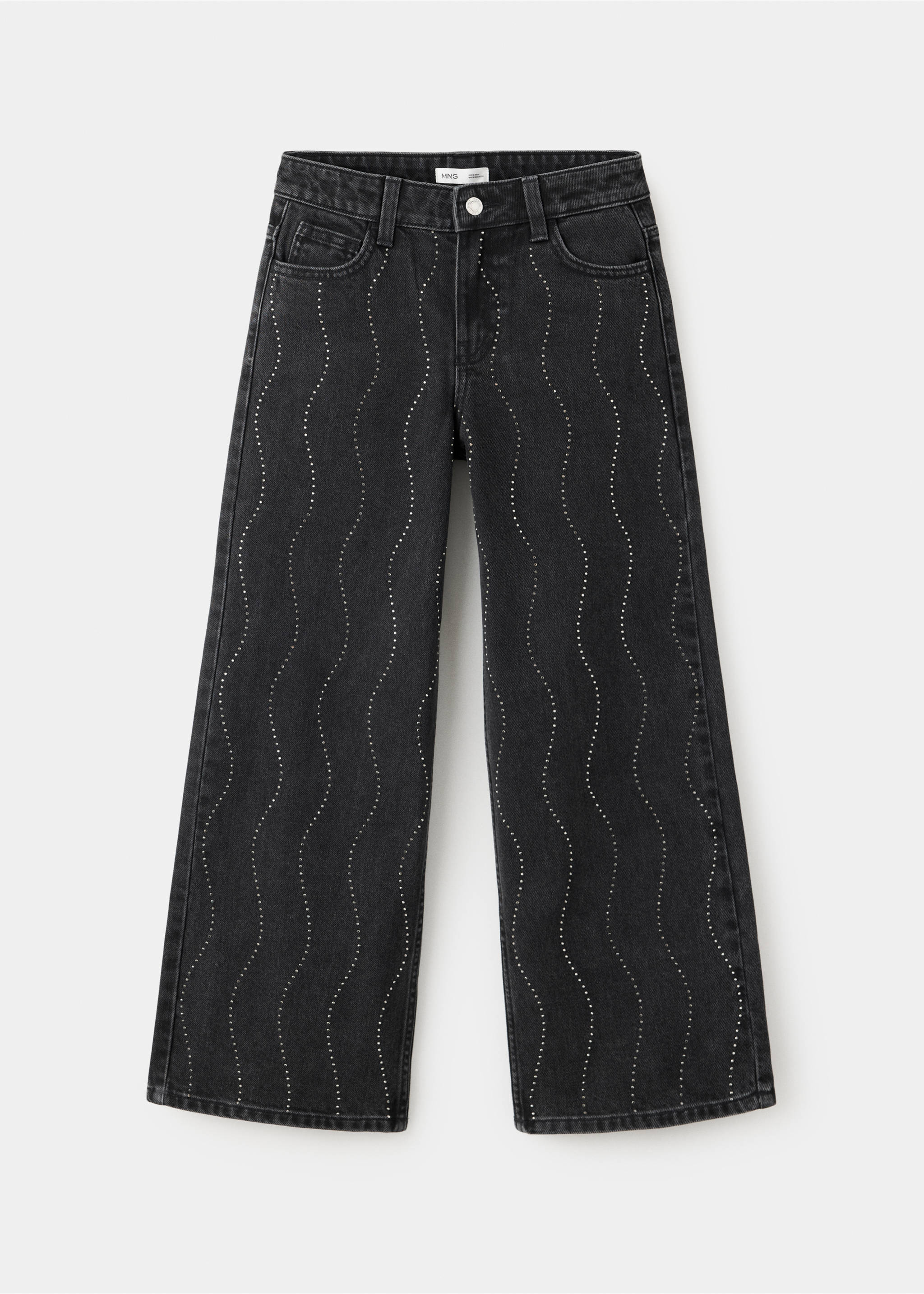 Sequined wide-leg jeans - منتج دون نموذج, دنيم أسود. Ref: 37004420-00.