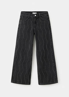 Wide leg jeans with glitter — Black denim 2