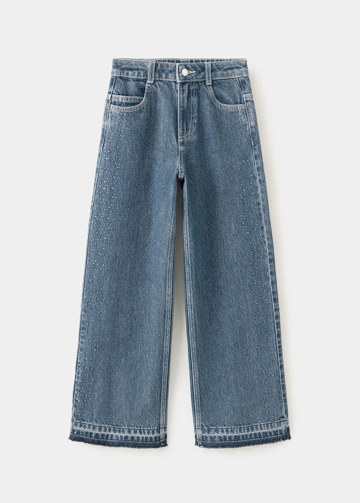 Straight-fit jeans with rhinestone detail — Dark Blue