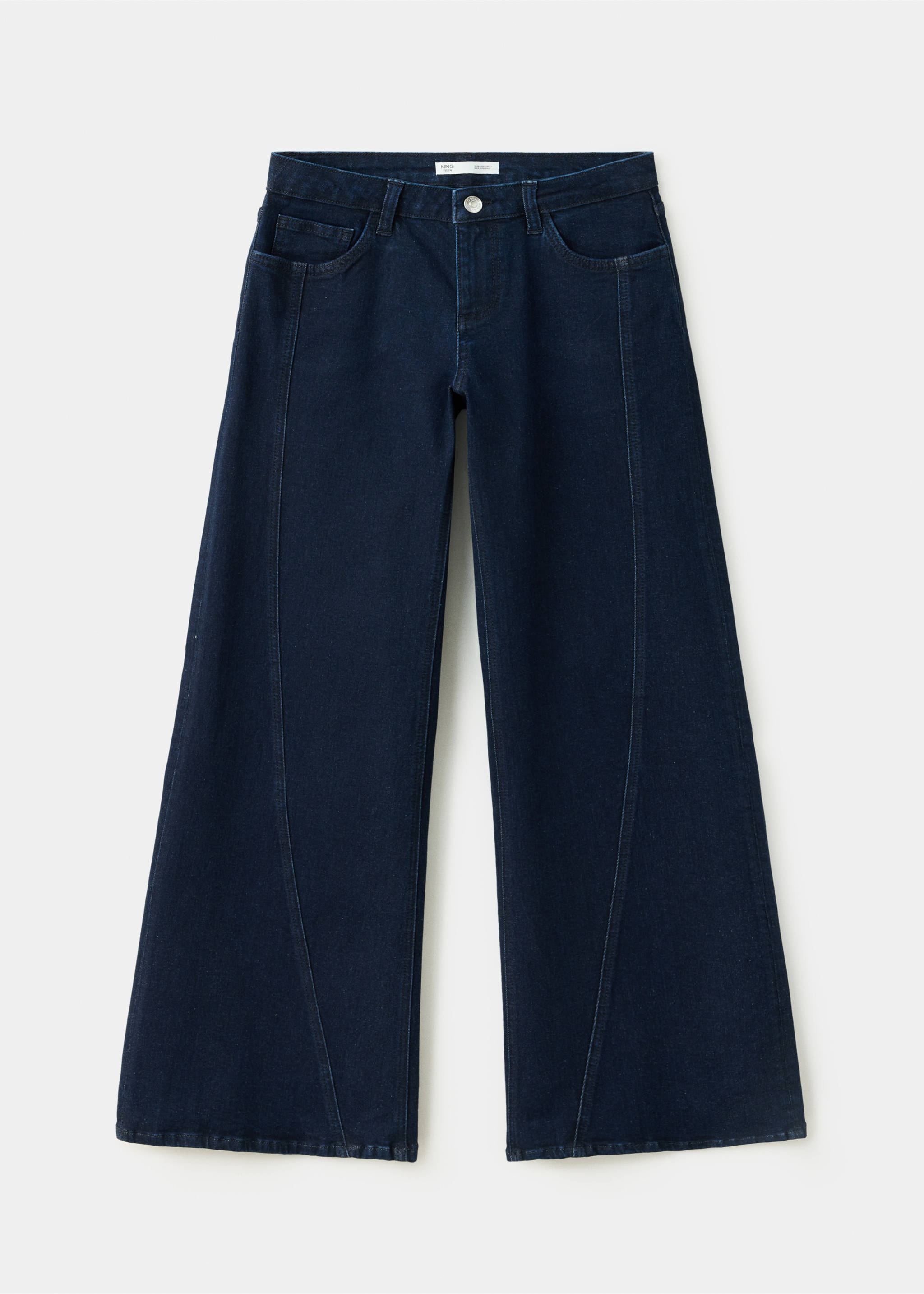 Wide-leg jeans with decorative stitching - Article without model, Open Blue. Ref: 37004423-00.
