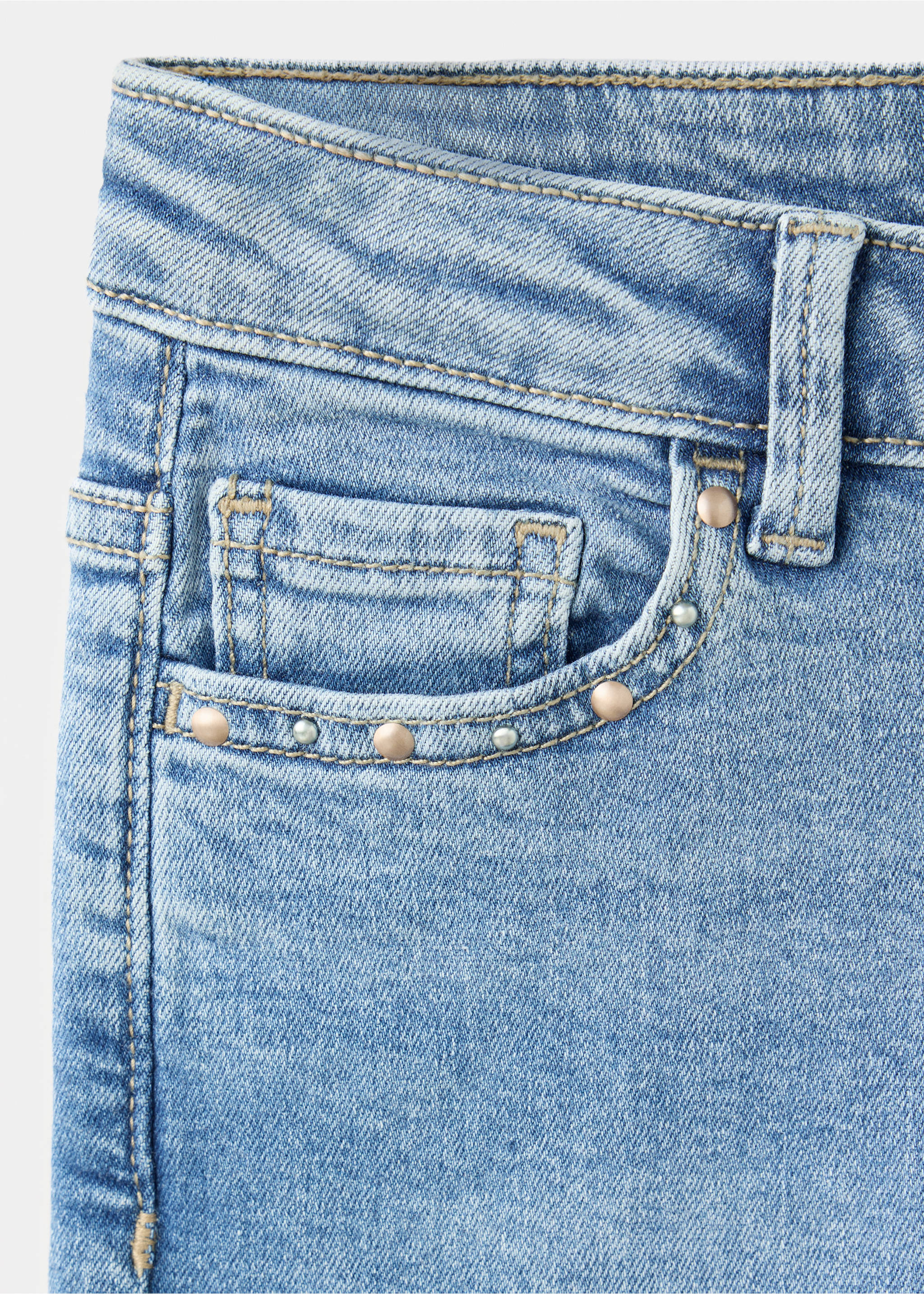 Skinny fit jeans with stud detail - Details of the article 0, Medium Blue. Ref: 37004425-00.
