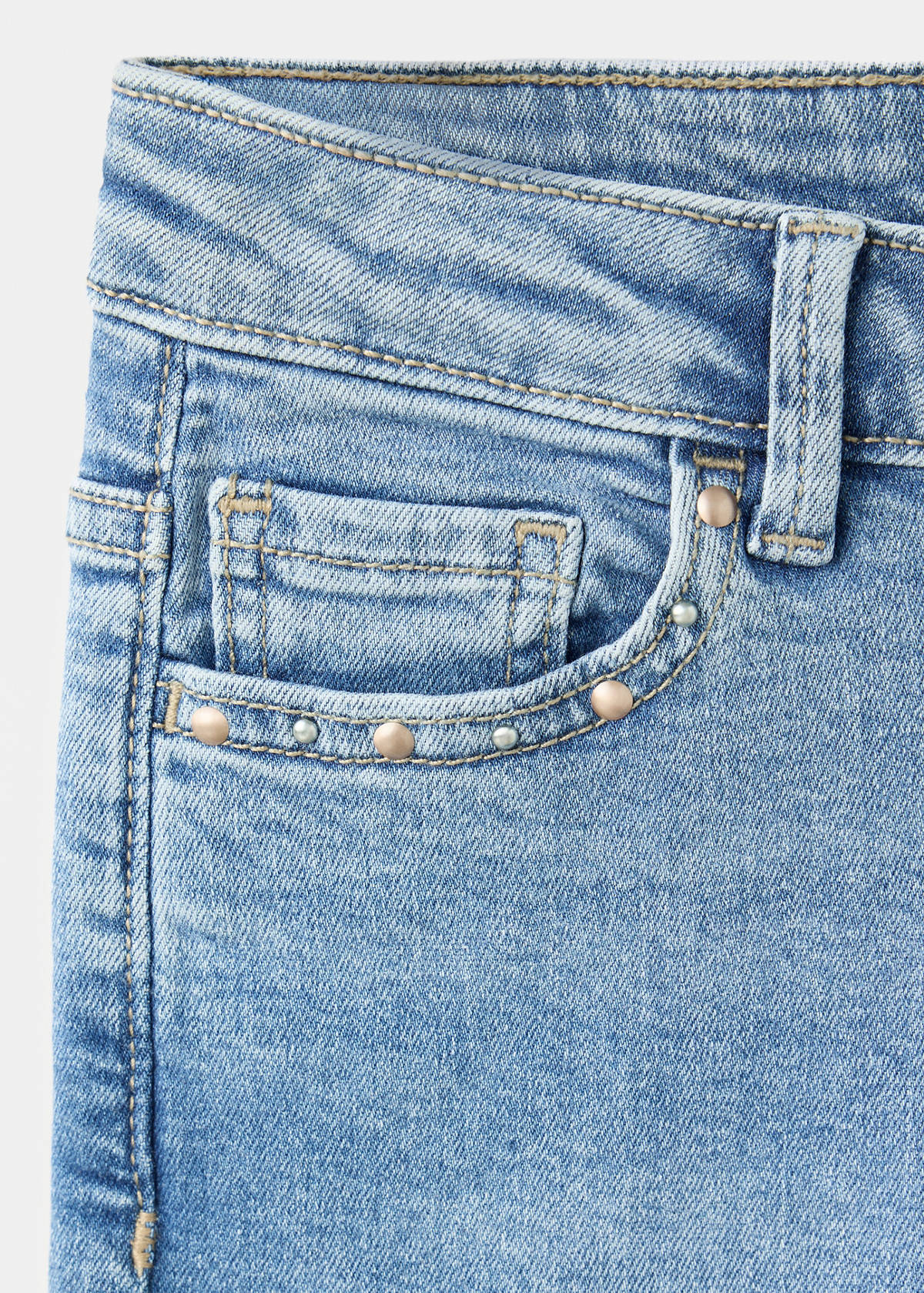 Skinny jeans with studs — Medium Blue